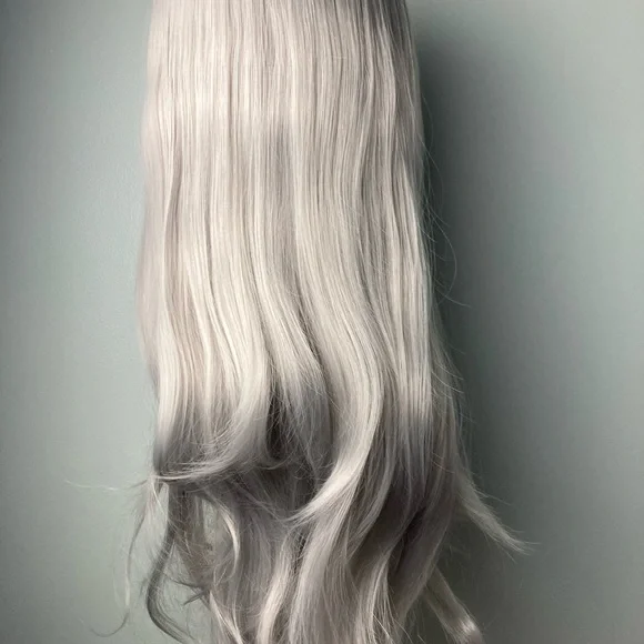 Grey Wig Black Root Lace Front Wig